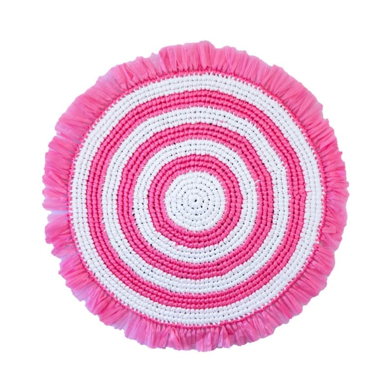 Plastic Twine Placemat Pink and White