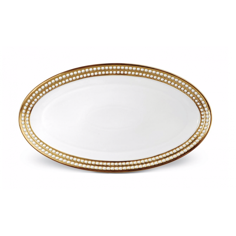 Perlée Gold Oval Platter Large