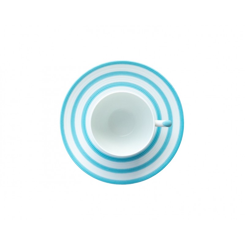 Hémisphère Turquoise Coffee Cup Saucer Stripes