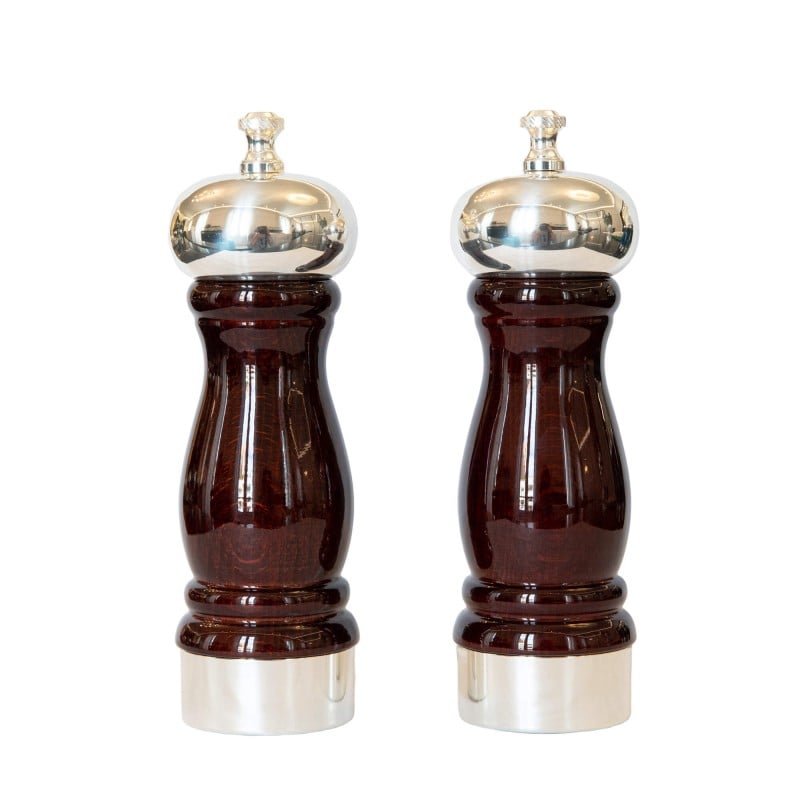 Set Salt and Pepper Mill Acajou Silver-Plated Brass