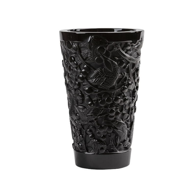 Merles et Raisins Vase Noir Petit Modèle