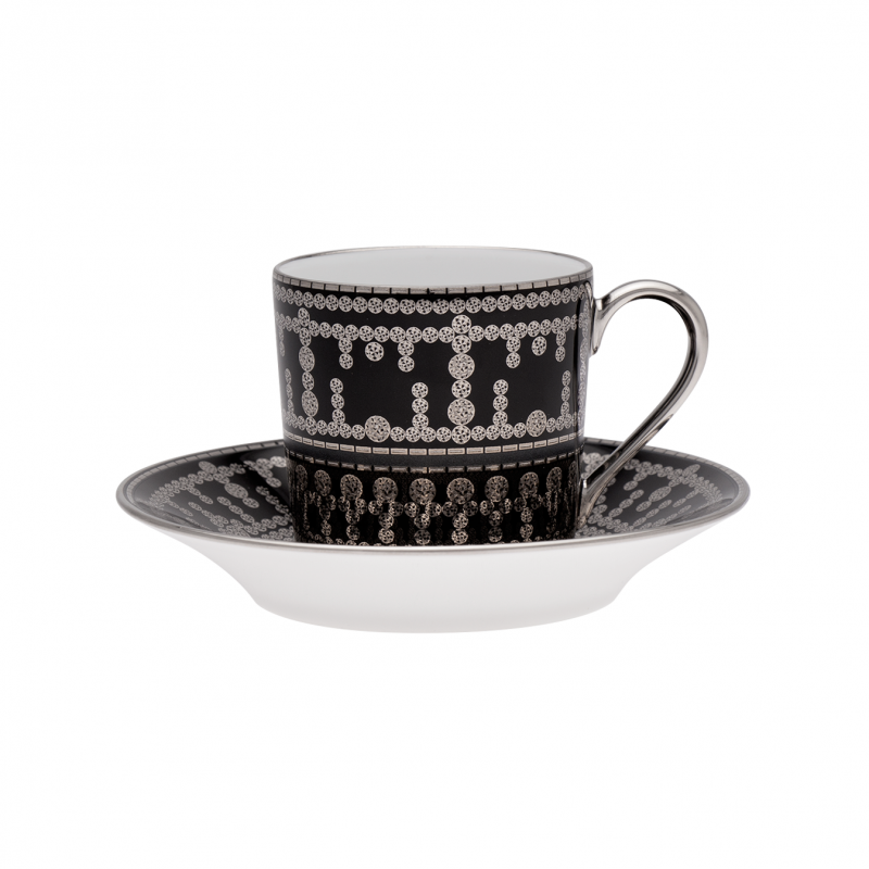 Tiara Coffee Cup and Saucer Black Platinum