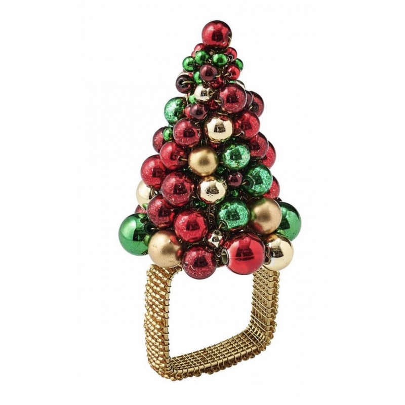 Xmas Baubles Napkin Ring Red/Green/Gold