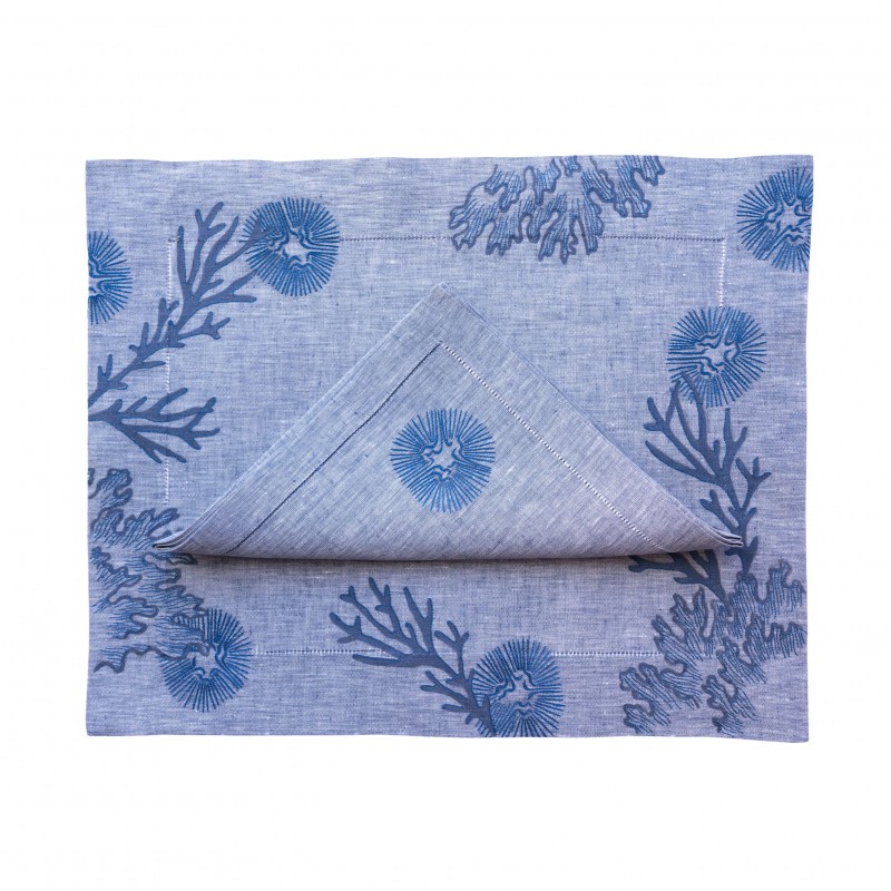 Placemat and Napkin Coral Blue
