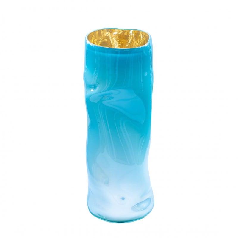 Glass Tall Vase Turquoise Mirrored