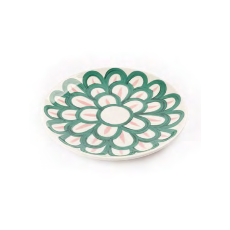 Symi Dessert Plate Green and Pink Anthos