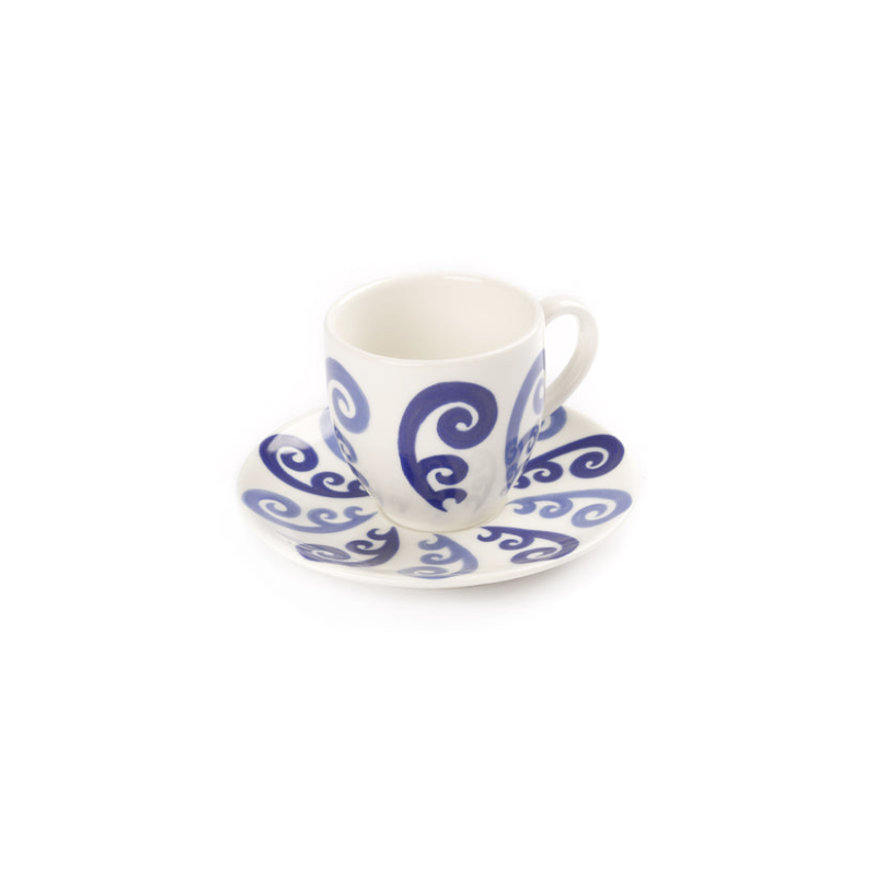 Athenee Peacock Espresso Cup with Saucer Two Tone Blue