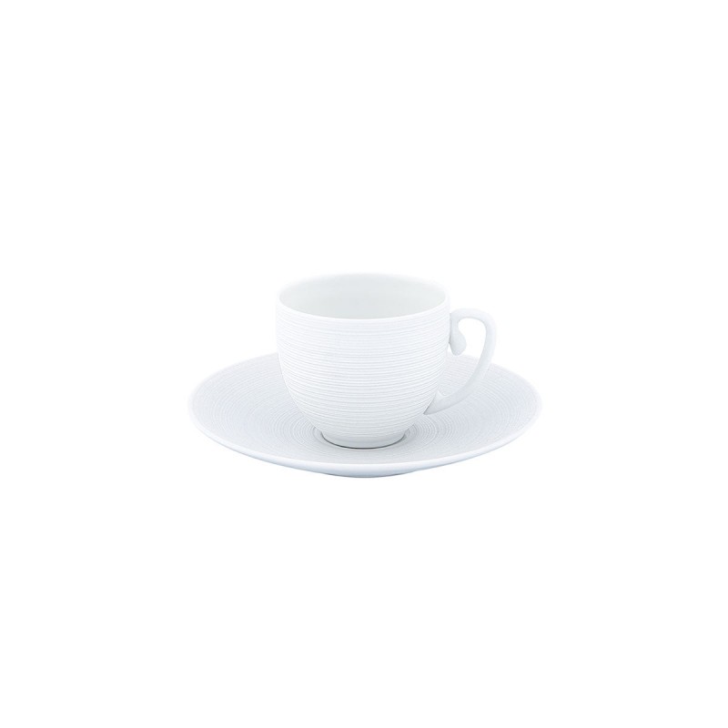 Hémisphère White Satiné  - Coffee Cup with Saucer