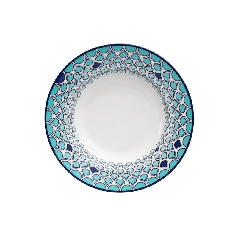 Pasta Plate Ecaille Turquoise