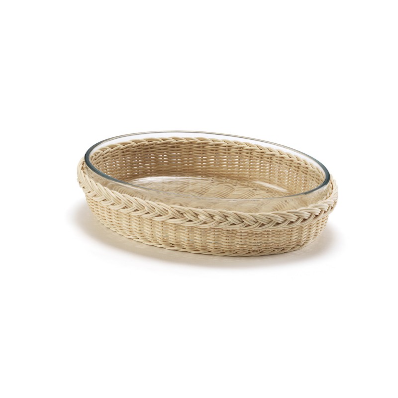 Oval Basket Natural Camelia Small Size with Piyex