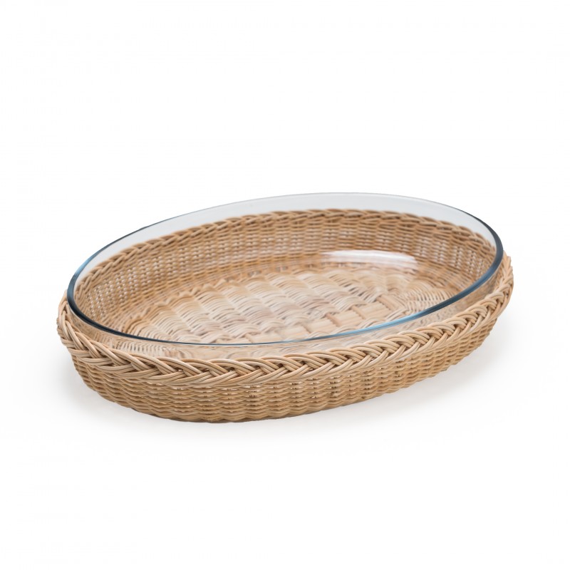 Oval Basket Natural Camelia Large Size with Piyex