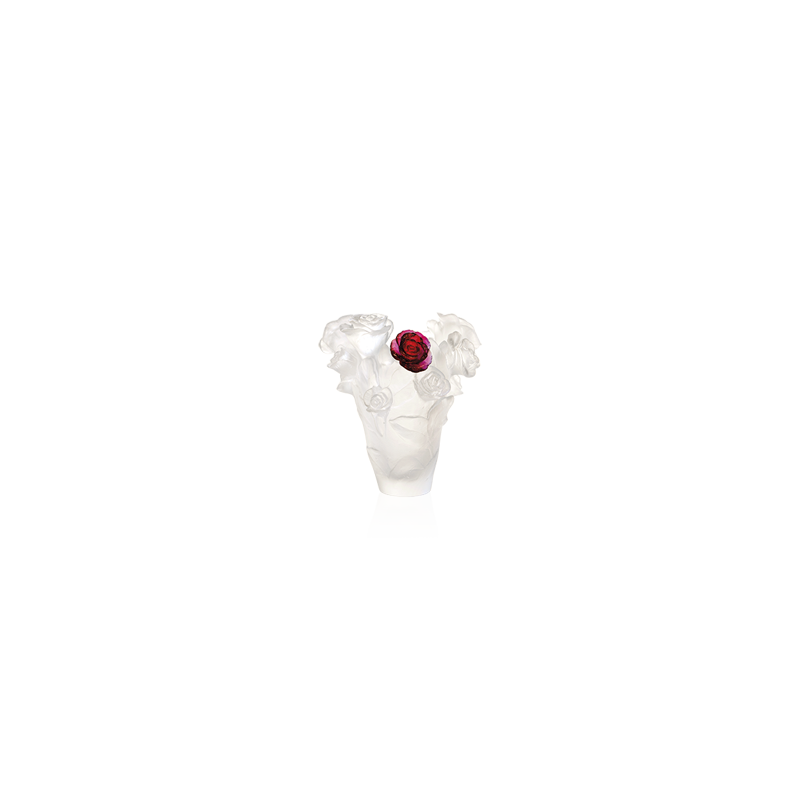 Vase Rose Passion Blanc avec Fleur Rouge Edition Limitée à 500 Ex