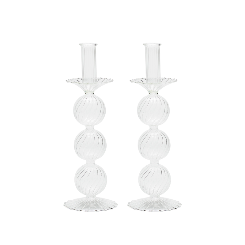 Iris Candle Holder Clear - Set of 2