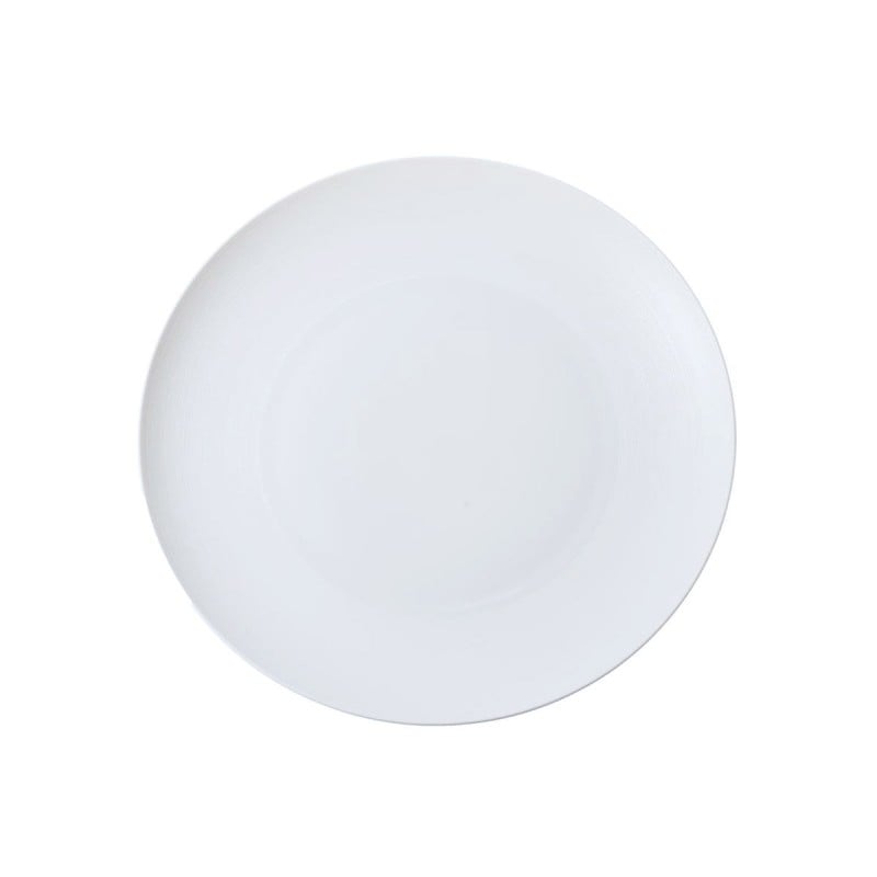 Hemisphere White Satin Flat Round Dish Medium