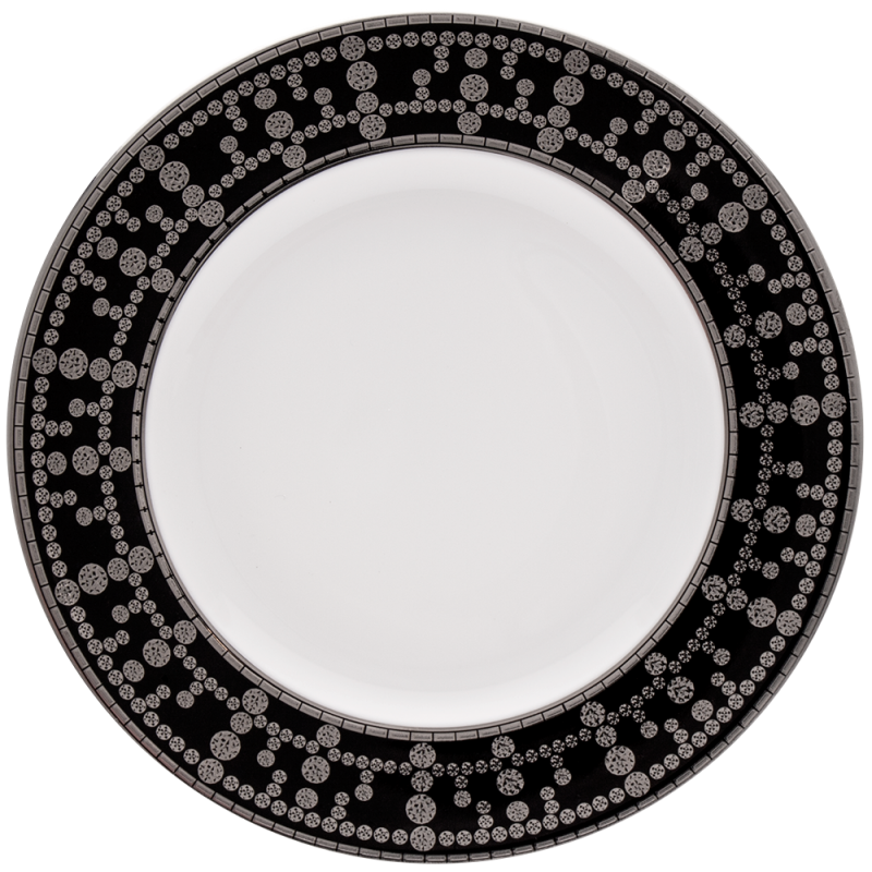 Tiara Bread and Butter Plate Black and Platinum