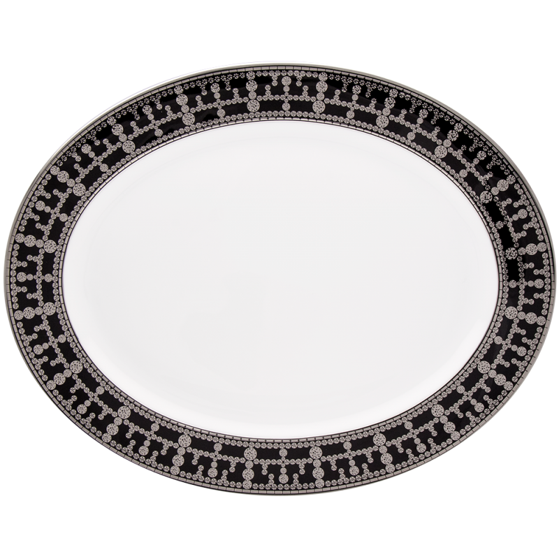 Tiara Oval Platter Black and Platinum