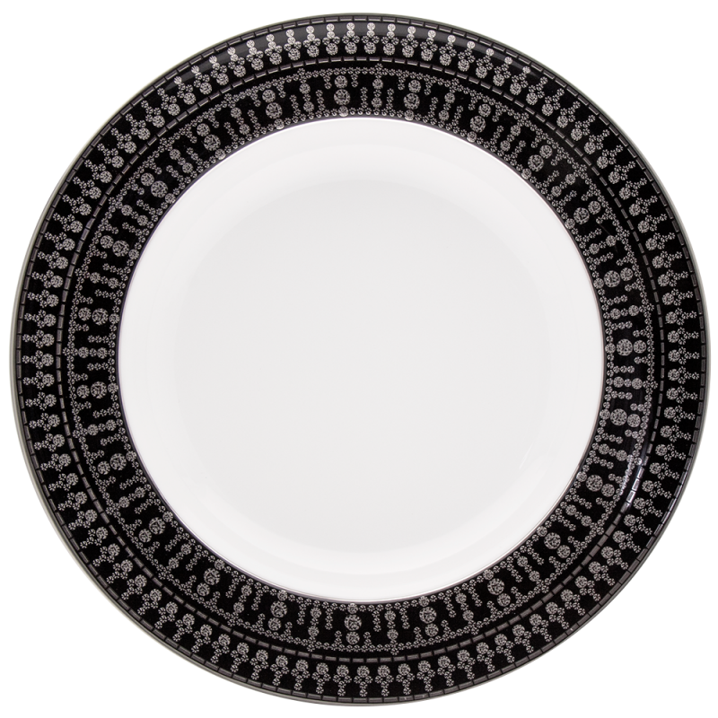 Tiara Round Deep Platter Black and Platinum